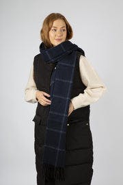 Bea Scarf - Navy Striped Check